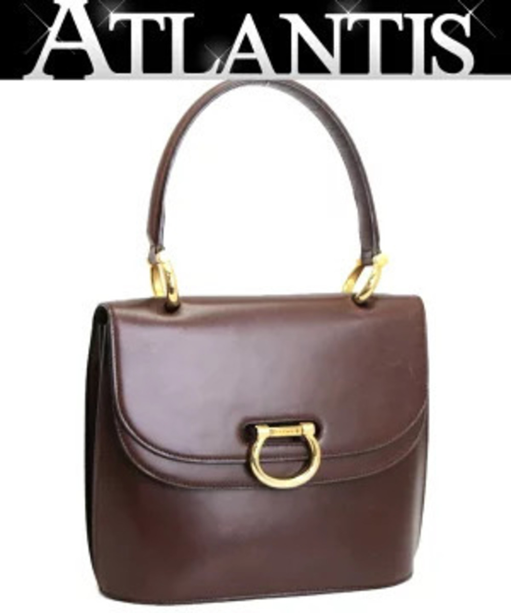 Celine Double Flap Handbag Leather Brown